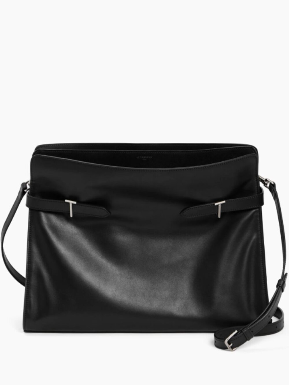 LE TANNEUR EMIE maxi shoulder bag in smooth leather and nubuck in black